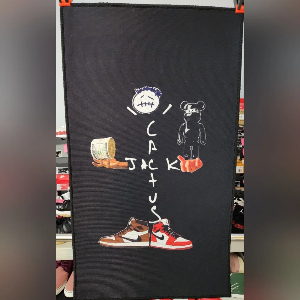 NEW Custom Rug Black Cactus Jack Bearbrick Sneakers